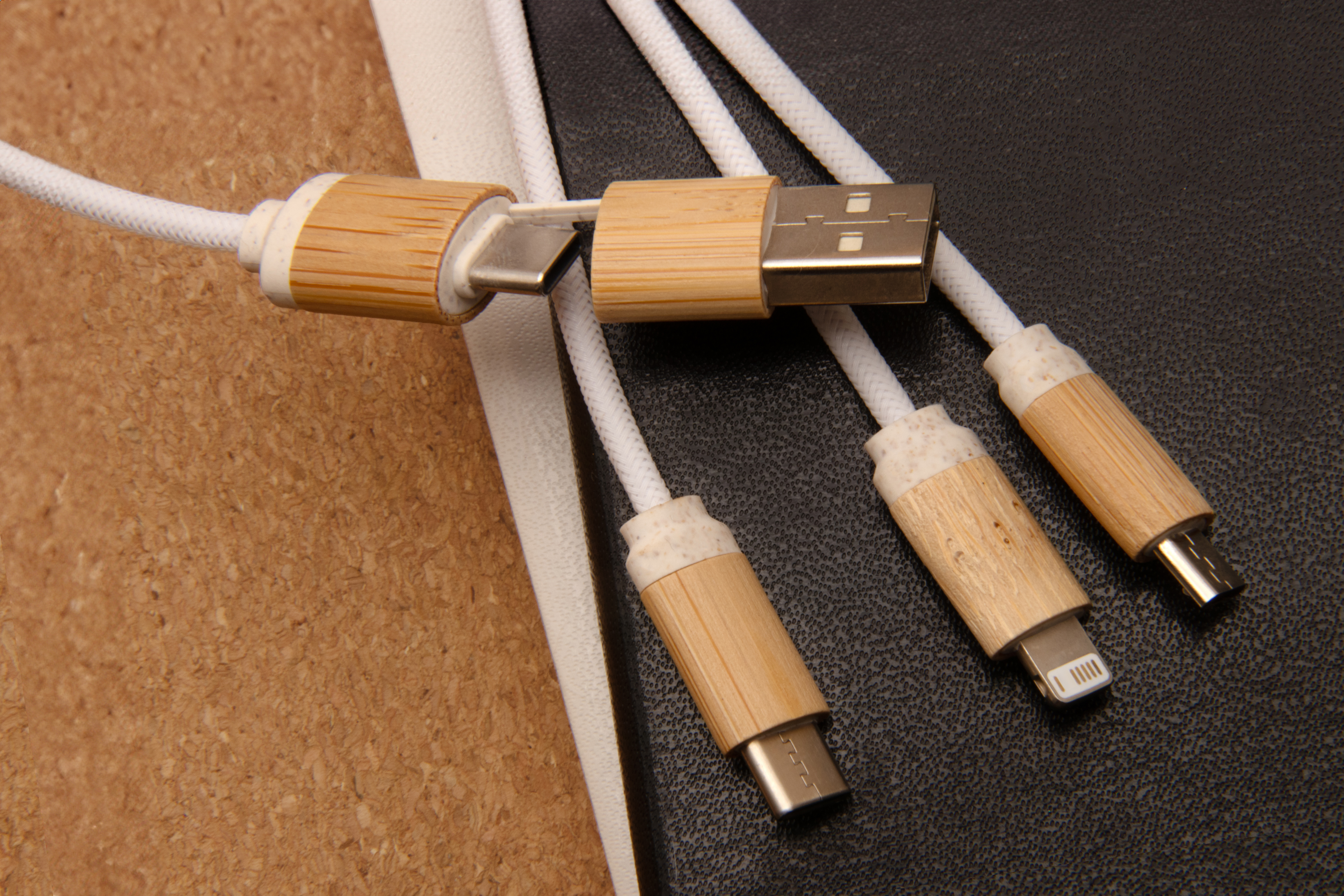 SCX Innovative Design™ 5-in-1 Bamboo Charging Cable 2A 12