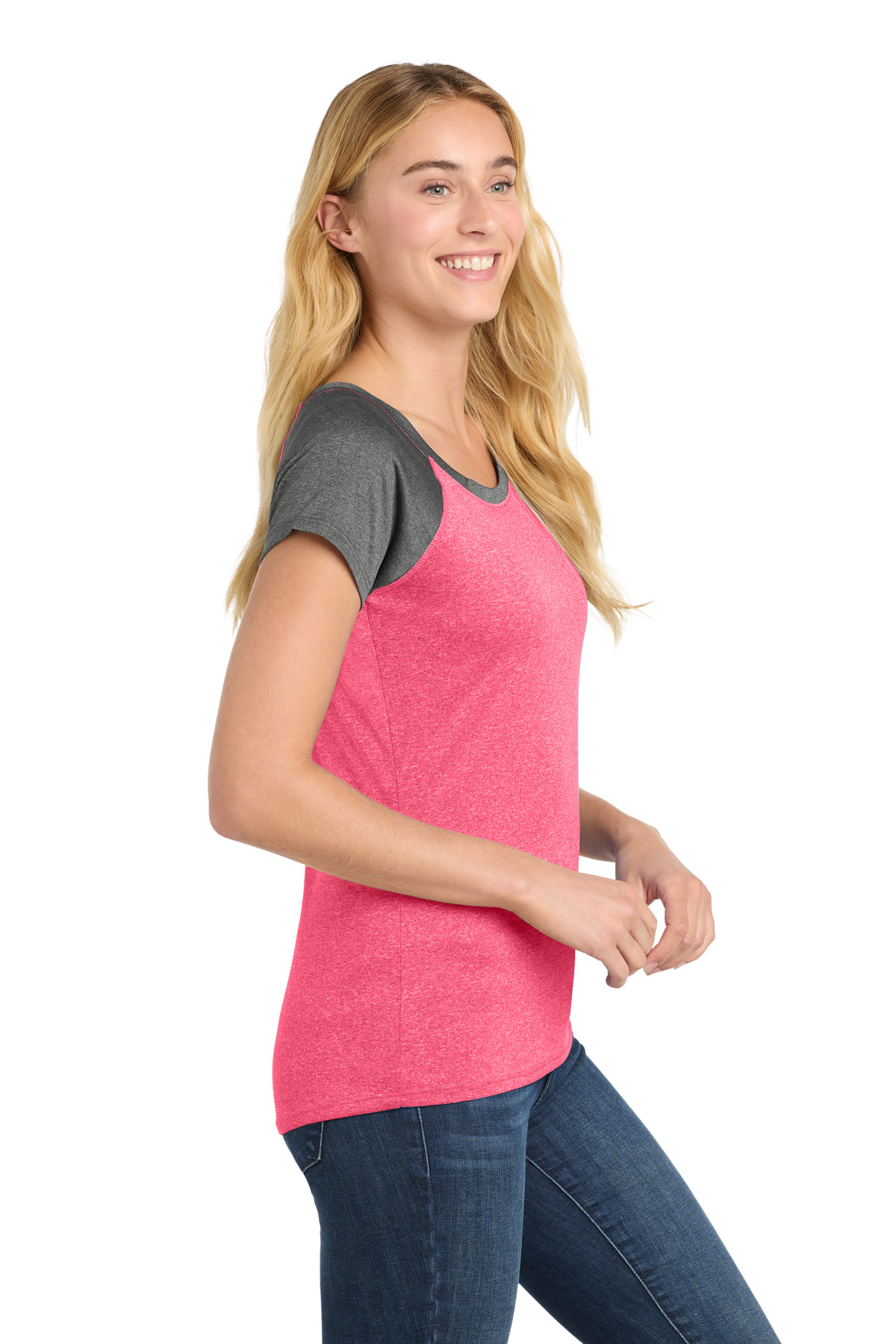 Sport-Tek Women's Heather-On-Heather Contender Scoop Neck Tee. LST362 36