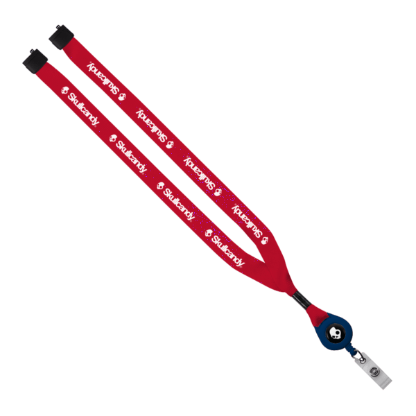 3/4" Polyester Lanyard with Metal Crimp & Retractable Badge Reel 442