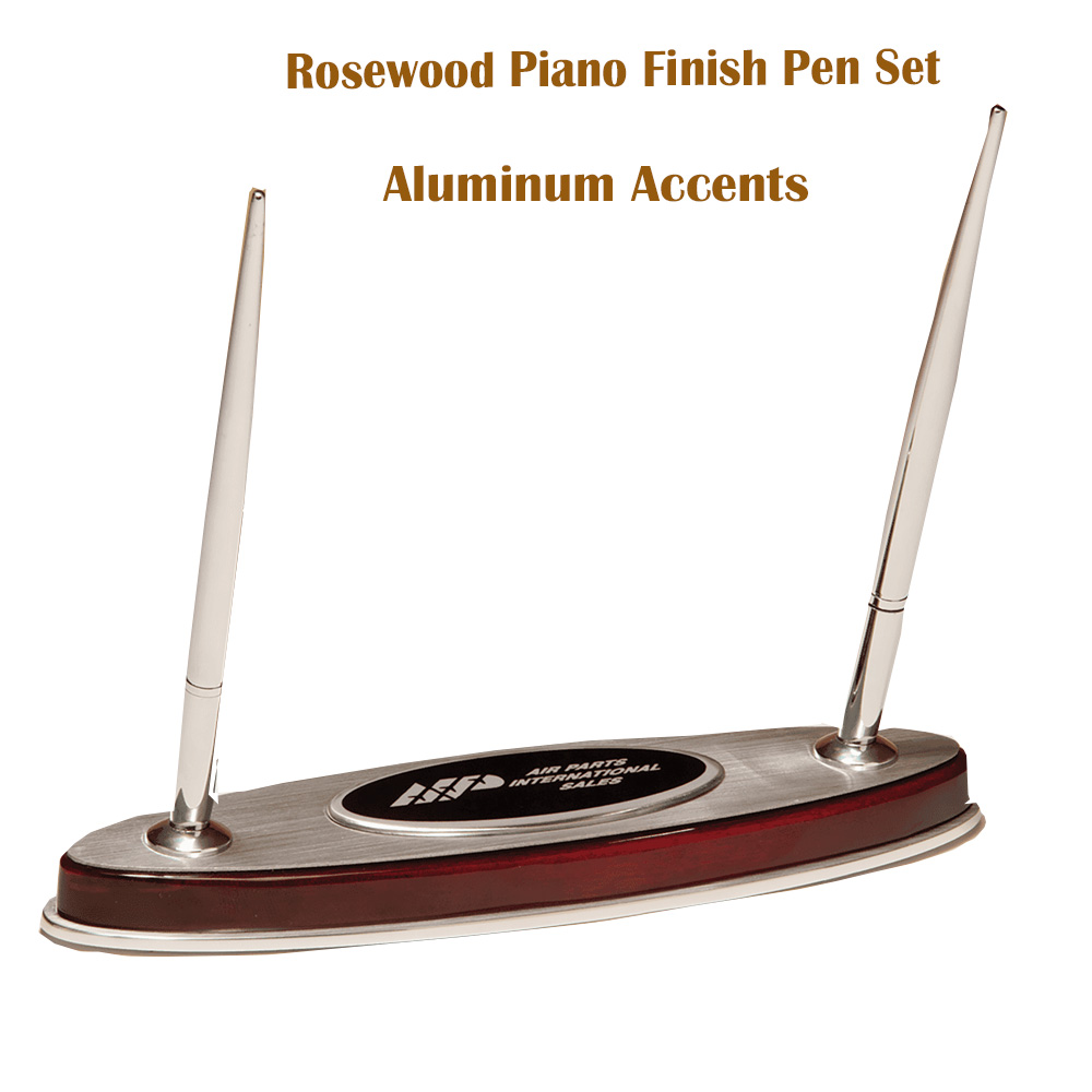 Rosewood Piano Finish Pen Set with Silver Aluminum Accents 1