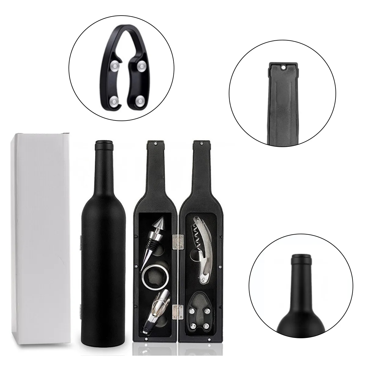 Wooden Box Wine Accessory Gift Set 6