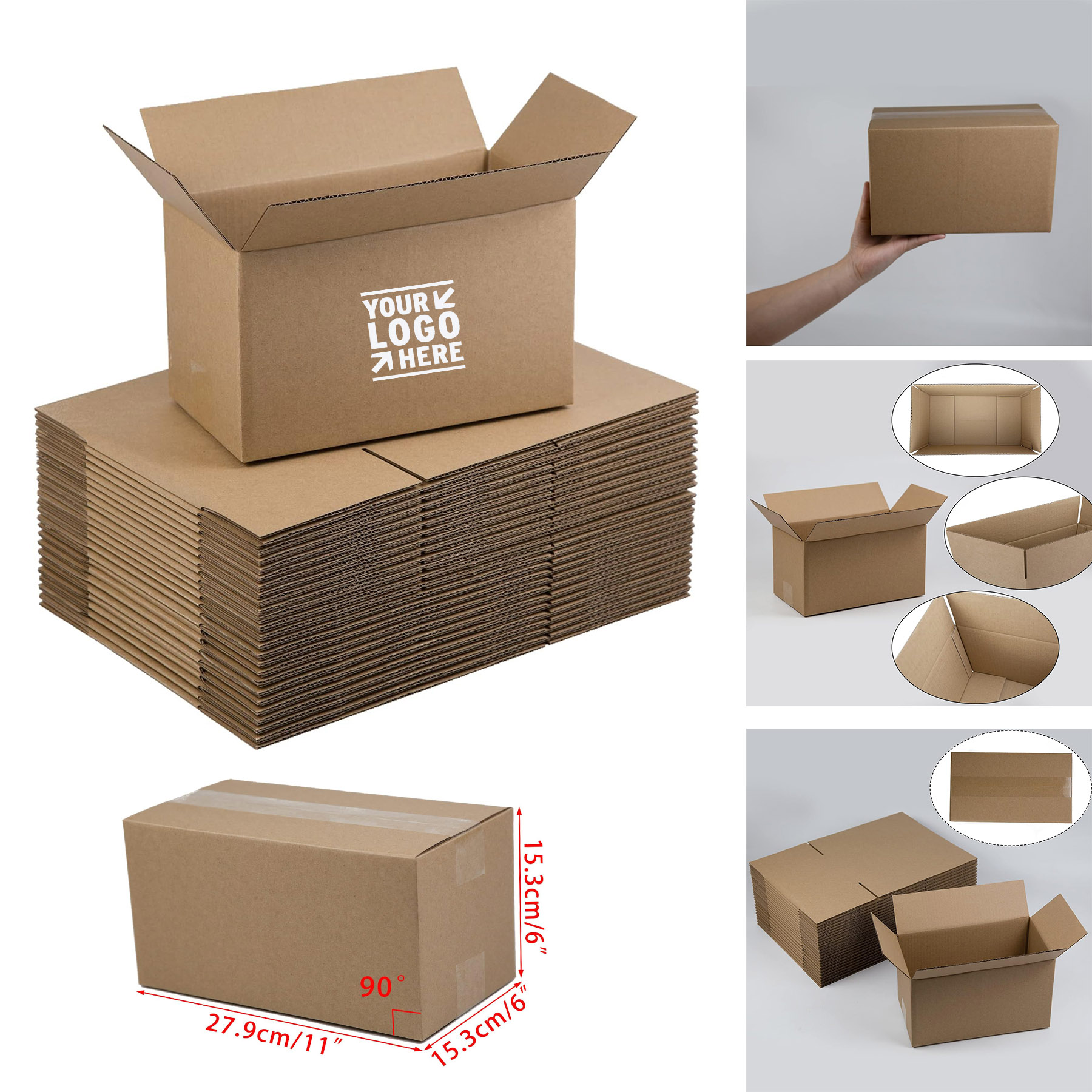 11x6x6 Inches Small Easy Assemble Recyclable Shipping Packing Corrugated Cardboard Box