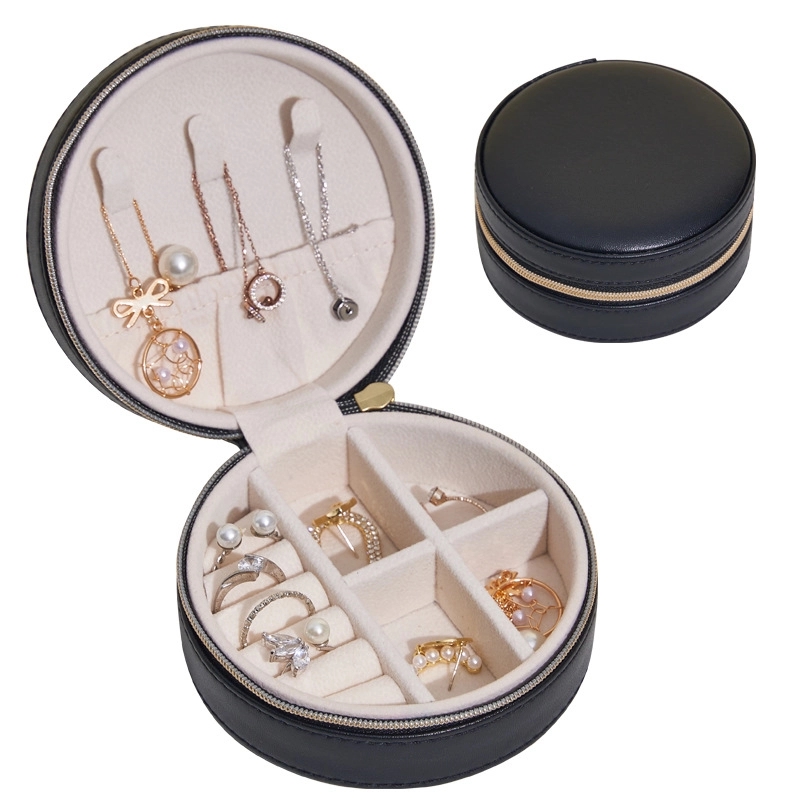 Custom PU Leather Portable Travel Jewelry Organizer Box 2