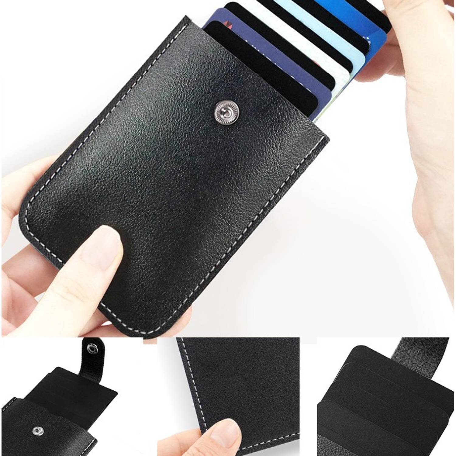 PU Leather Stackable Pull-Out Slim Casual Card Holder 3