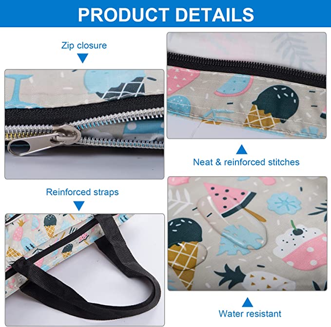 Large Capacity Foldable Washable Shopping Tote Bag / Handles 8