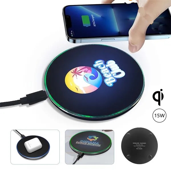 UV Full Color Light-up Logo Wireless Charger 15W 3