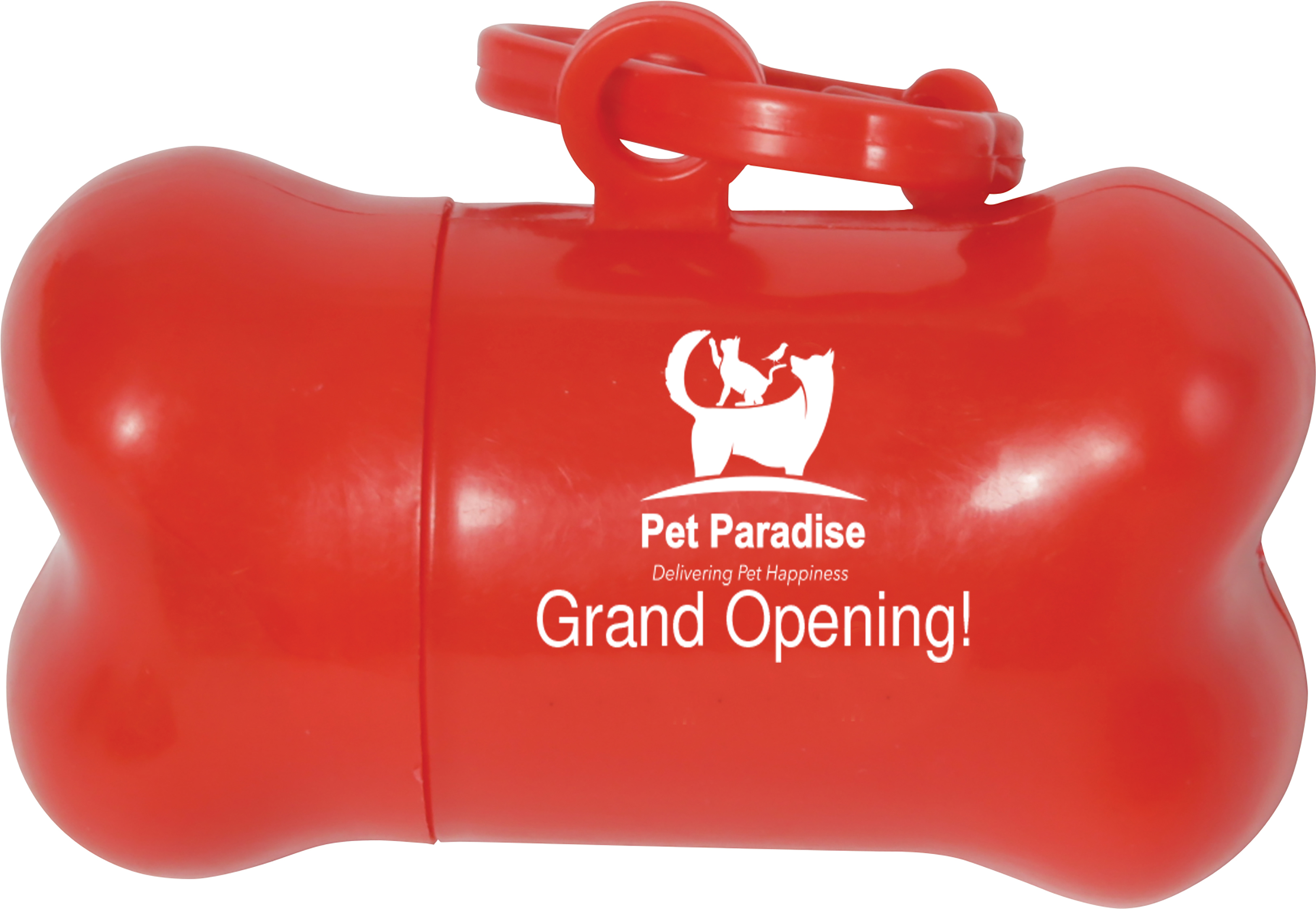 Red Bone Shaped Pet Waste Bag Dispenser (3.125" x 1.75")