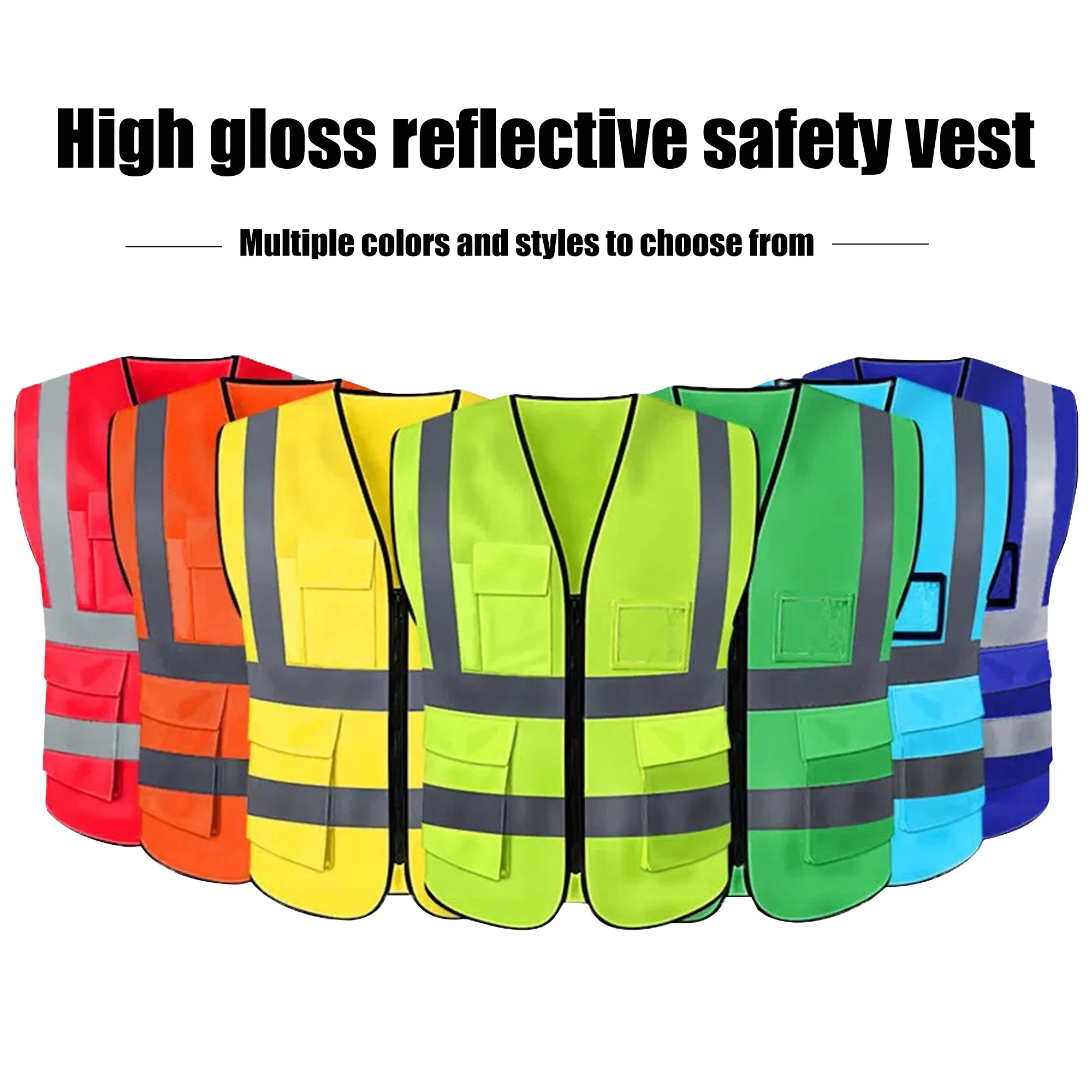 Unisex High Visibility Reflective strips Pocket Safety Vest 1