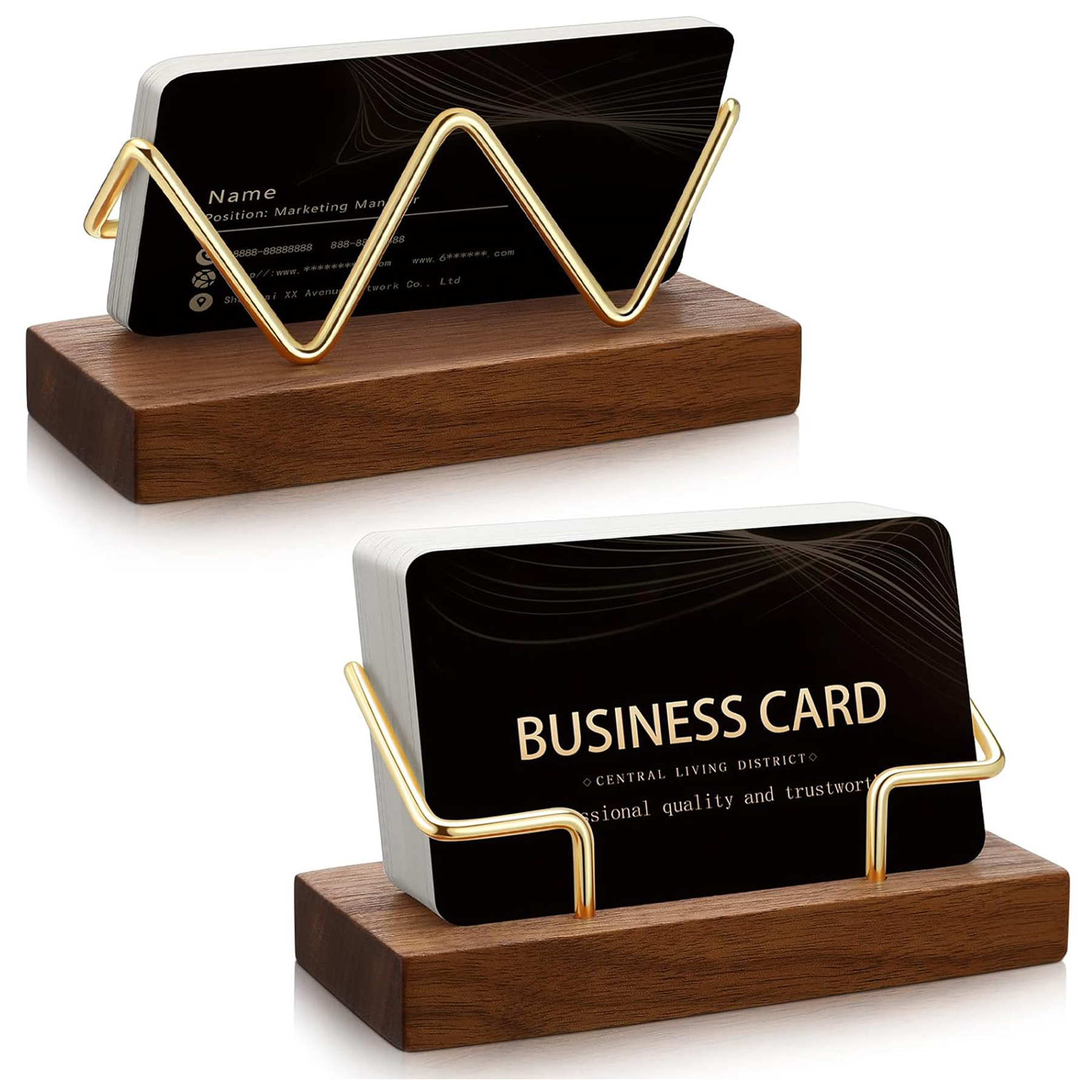 Wooden Desk Business Card Holder 2