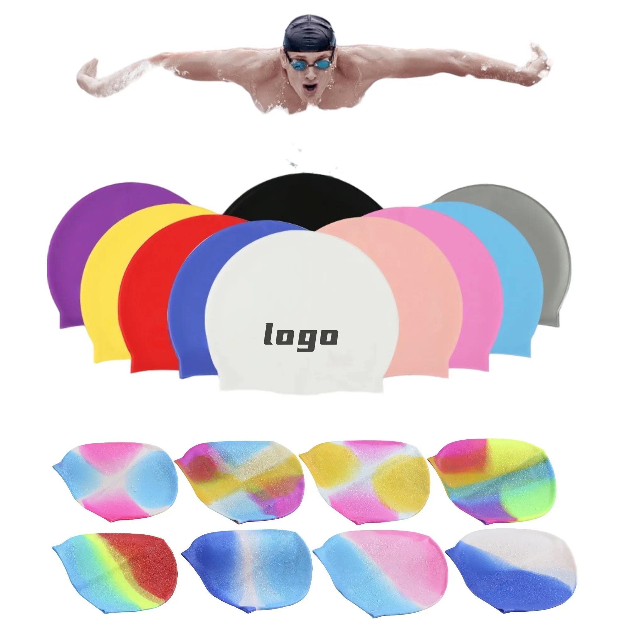 Custom Logo Swim Caps, Secure Fit, Aquatic Sports