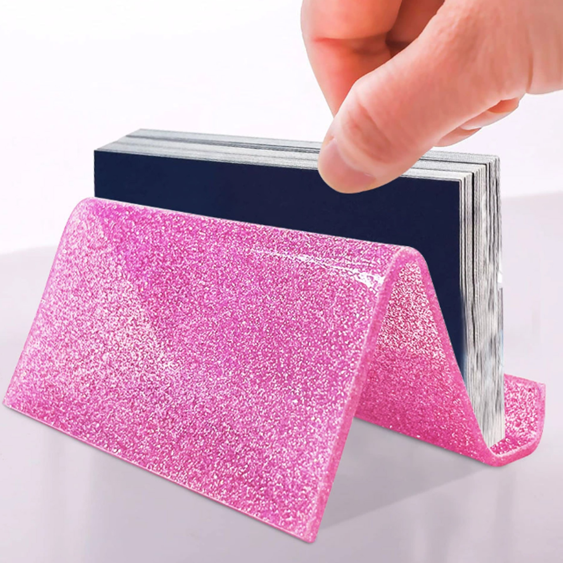Acrylic Glitter Business Card Holder and Phone Holder 4