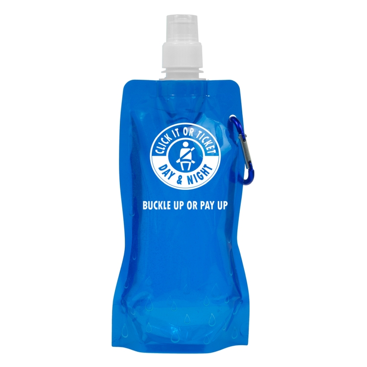 "Roll Up" 18 oz Foldable and Reusable Water Bottle with Matching Carabiner 26