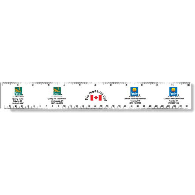.040 White Matte Styrene Plastic 12" Rulers (1.75" x 12.25") round corners, full colour imprint 1