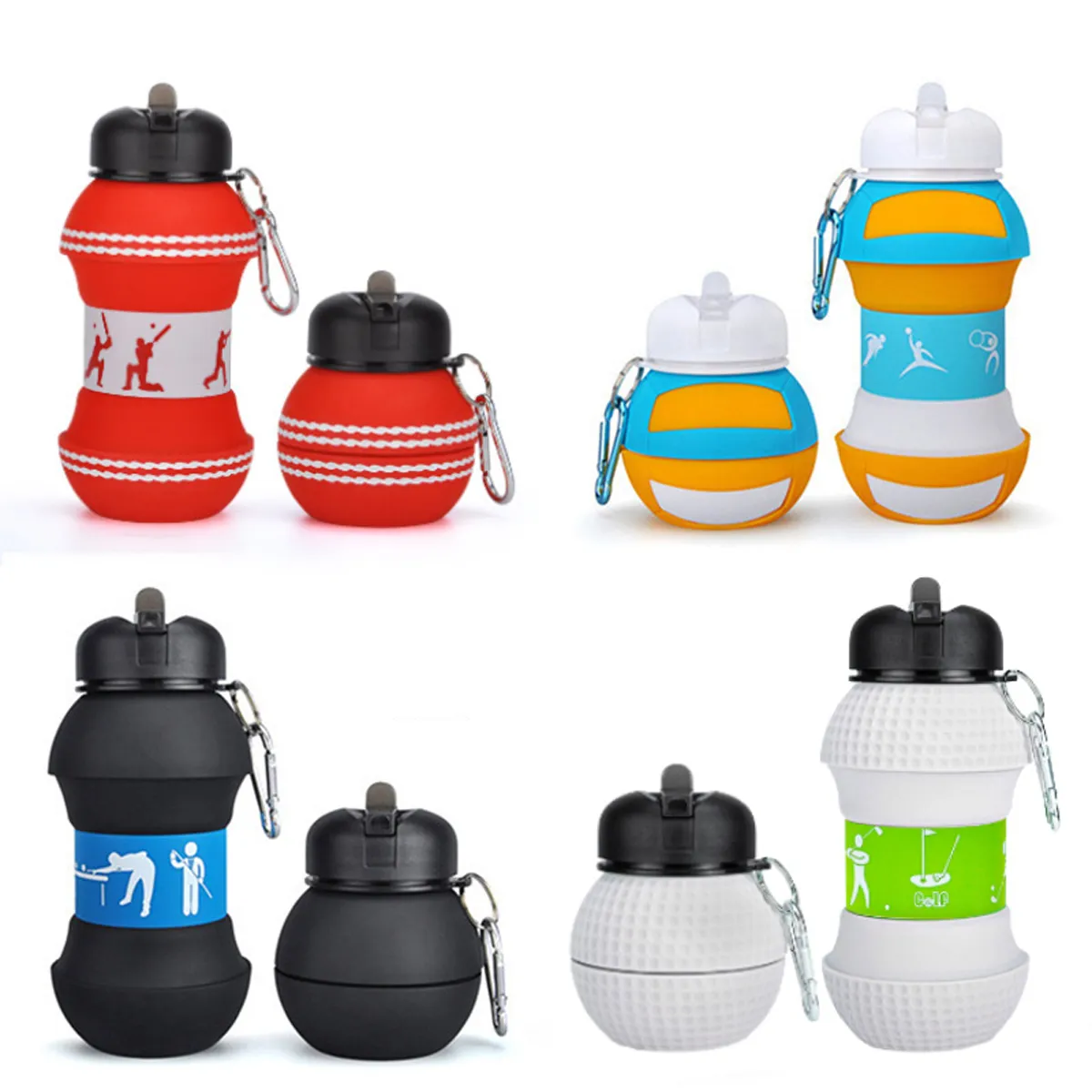Bowling Foldable Basketball Clip-On Collapsible Water Bottle 5