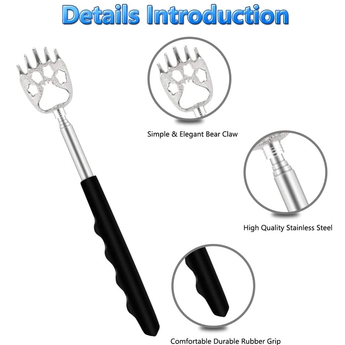 Portable Extendable Back Scratcher With Rubber Handles 6
