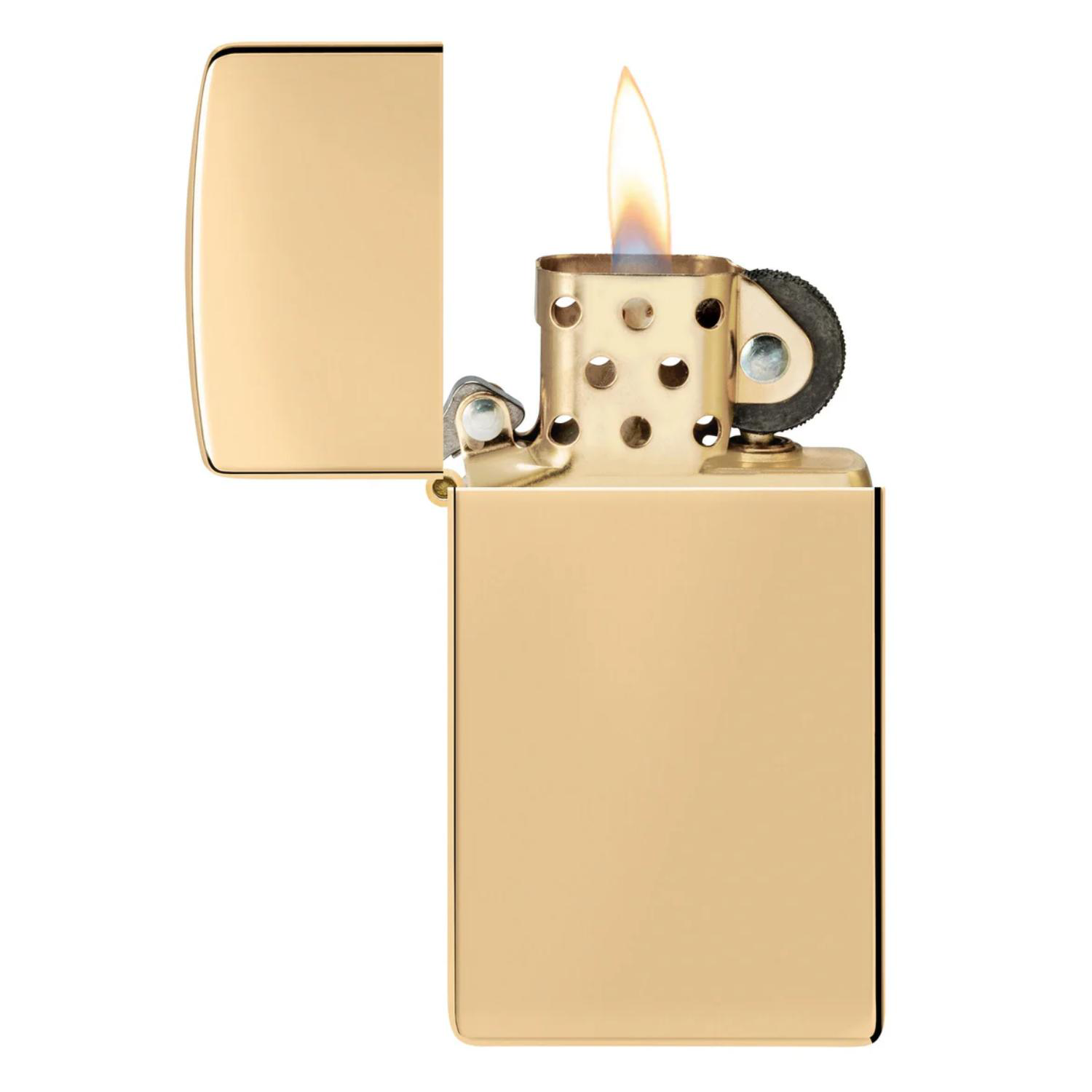 Zippo® USA-Made Slim High Polish Brass Windproof Lighter 1