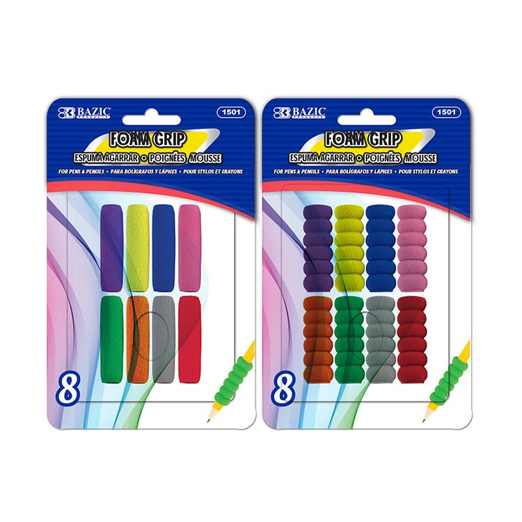 Pencil/Pen Grips - 8 Count Assorted Colors & Designs 2