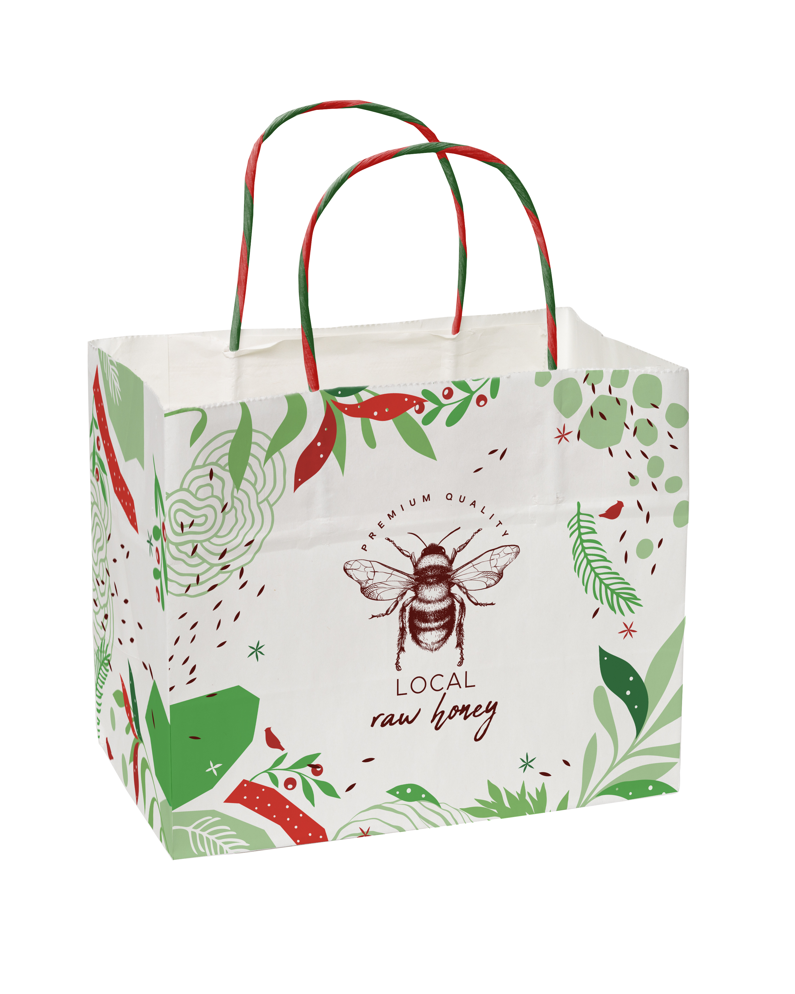 Full Color White Holiday Handle Shopper 8.5" x 7.25" x 5" 4