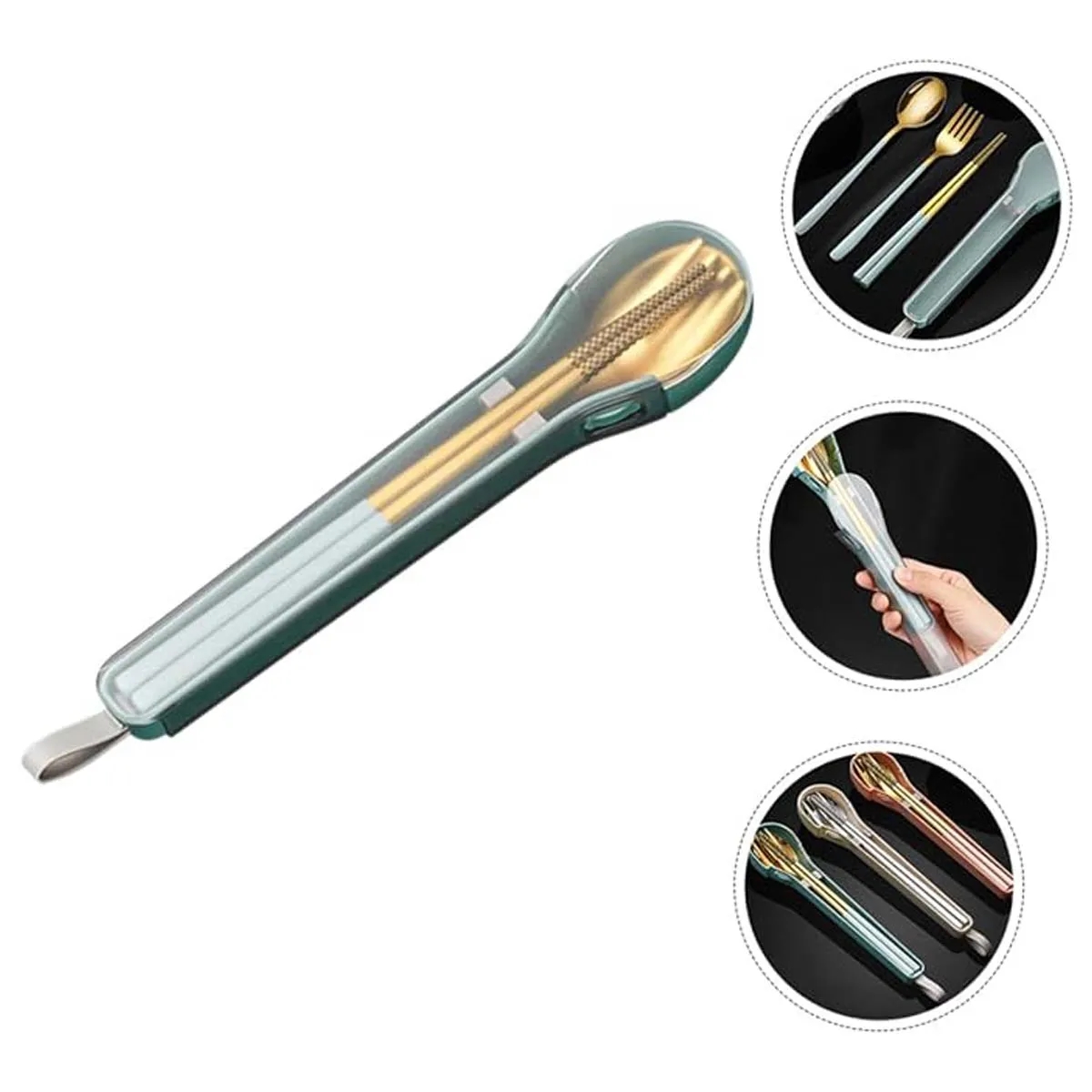 Portable Travel Dinnerware Set with Spoon Fork Chopsticks 4