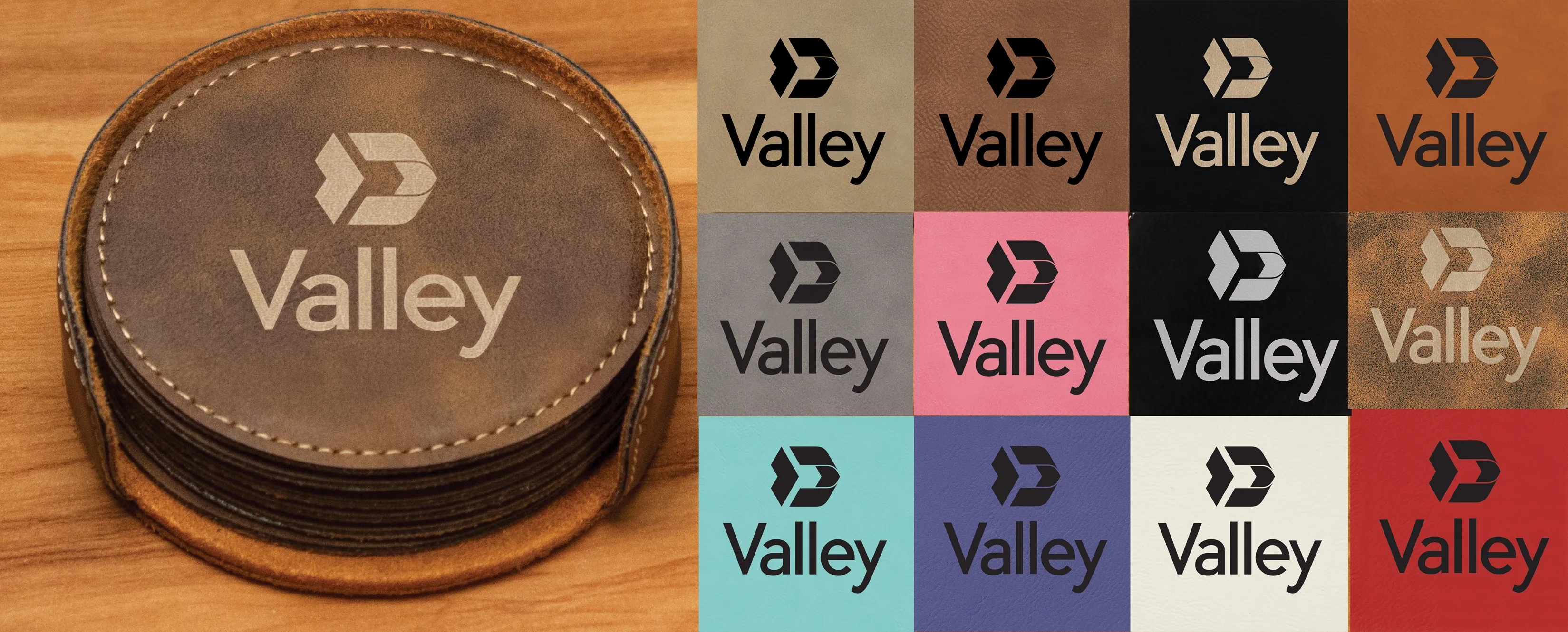 Round Leatherette Coaster Set 3