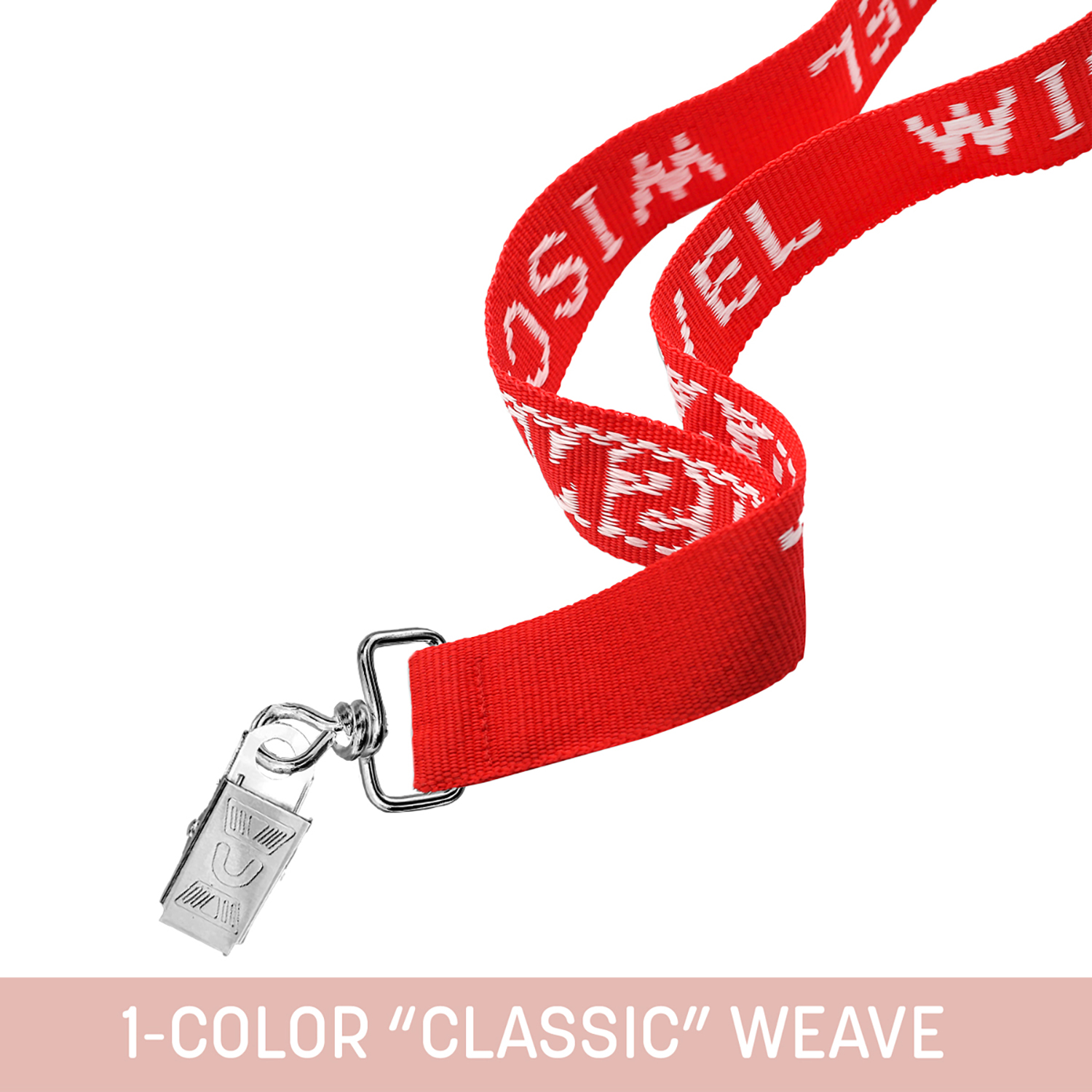 1" Woven Lanyard w/ Swivel Bulldog Clip - "Classic" Weave 1