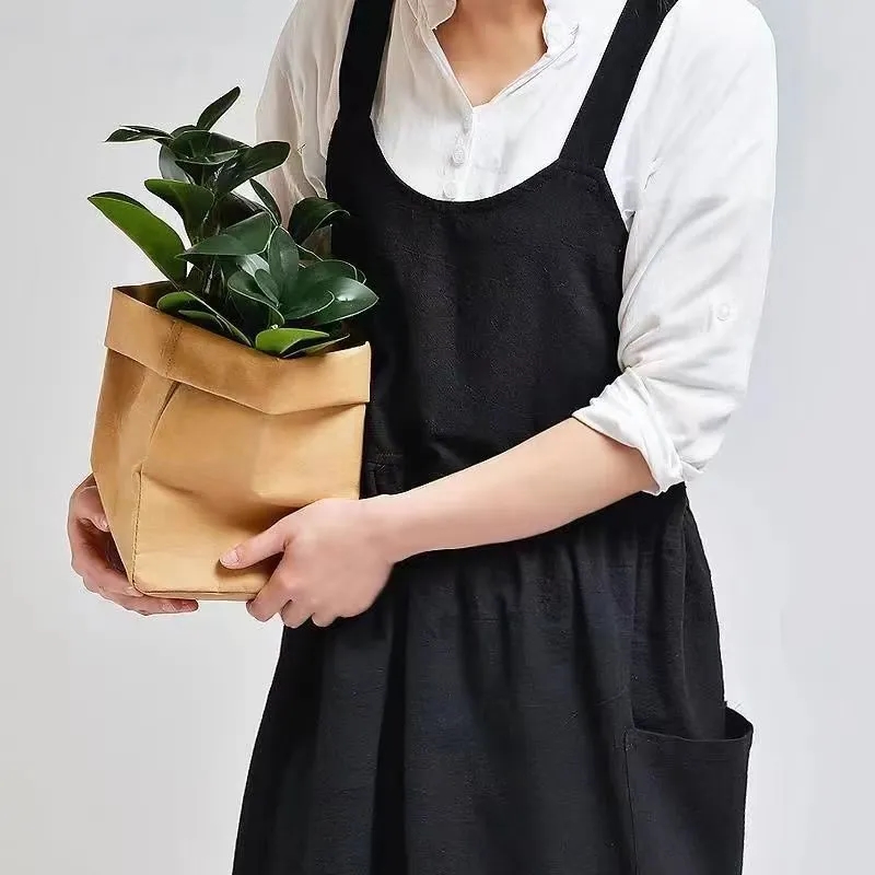 Wholesale Cotton Chef Aprons for Women Cross Back Design with Pockets Bulk Order 2