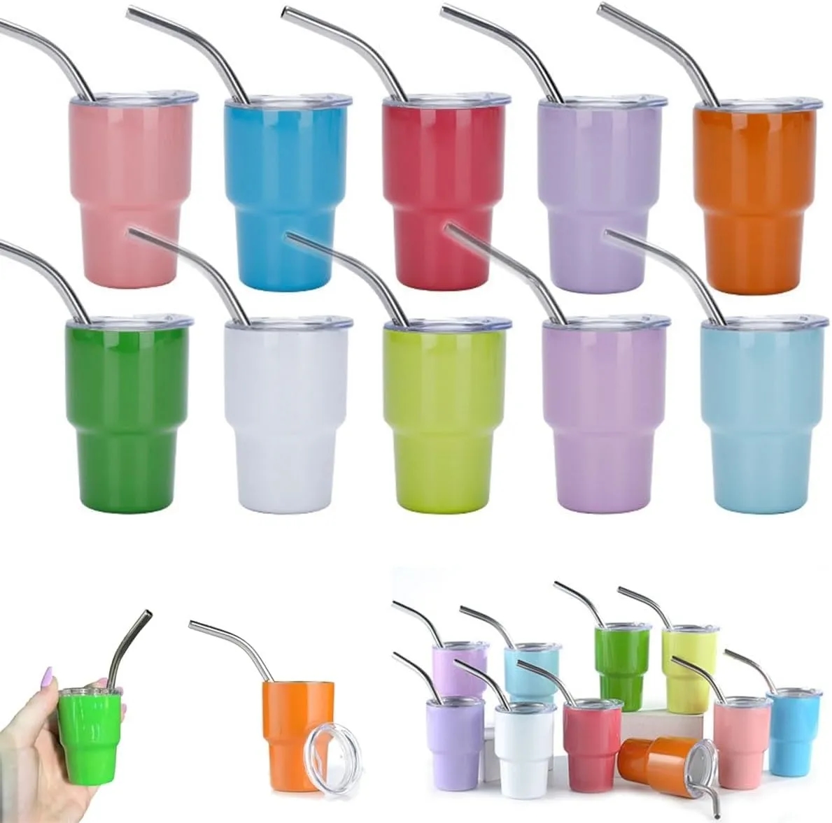 2oz Tumbler Shot Glass for Sublimationwith lids and straws 5