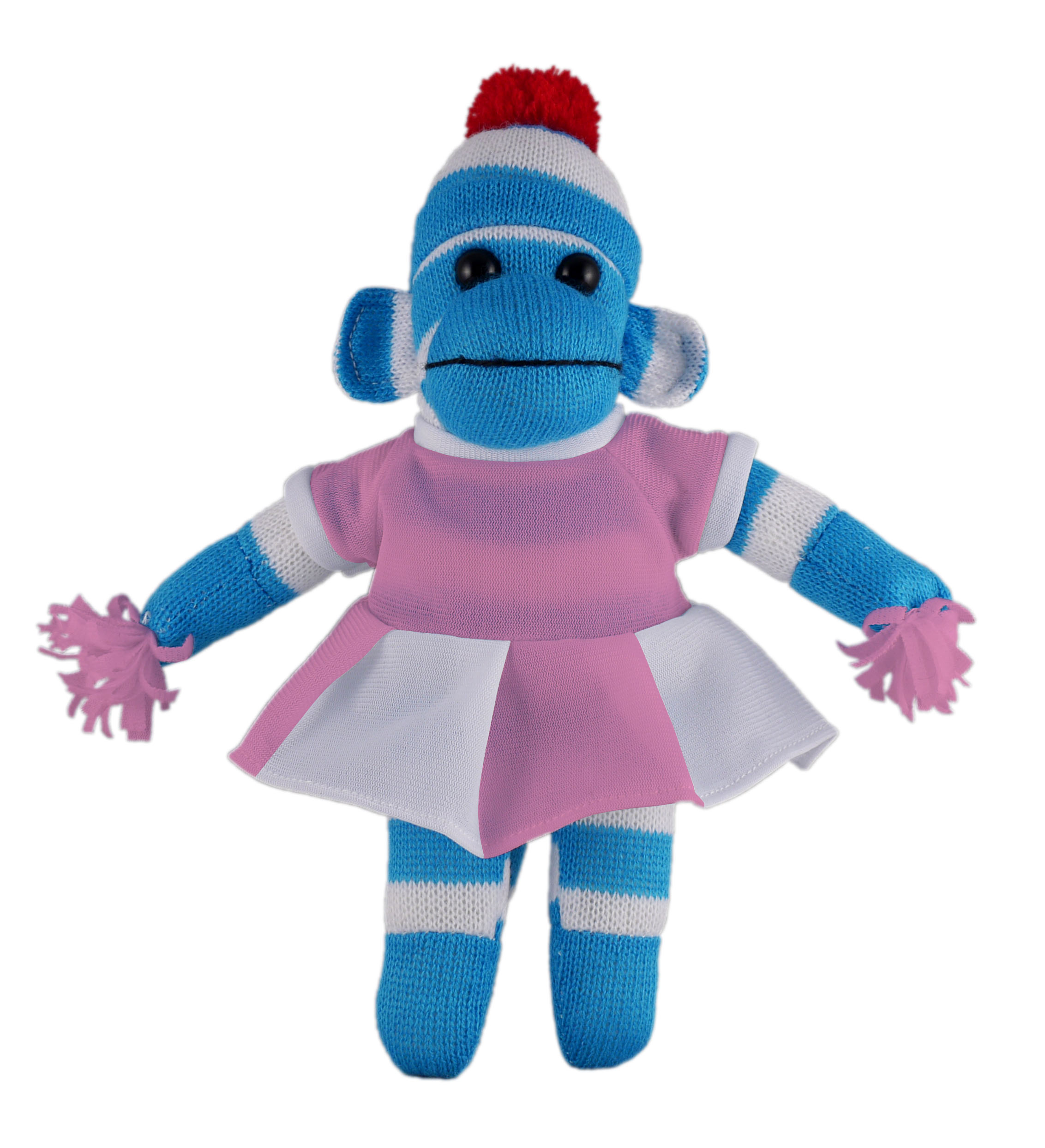 Blue Sock Monkey (Plush) with Cheerleader Outfit