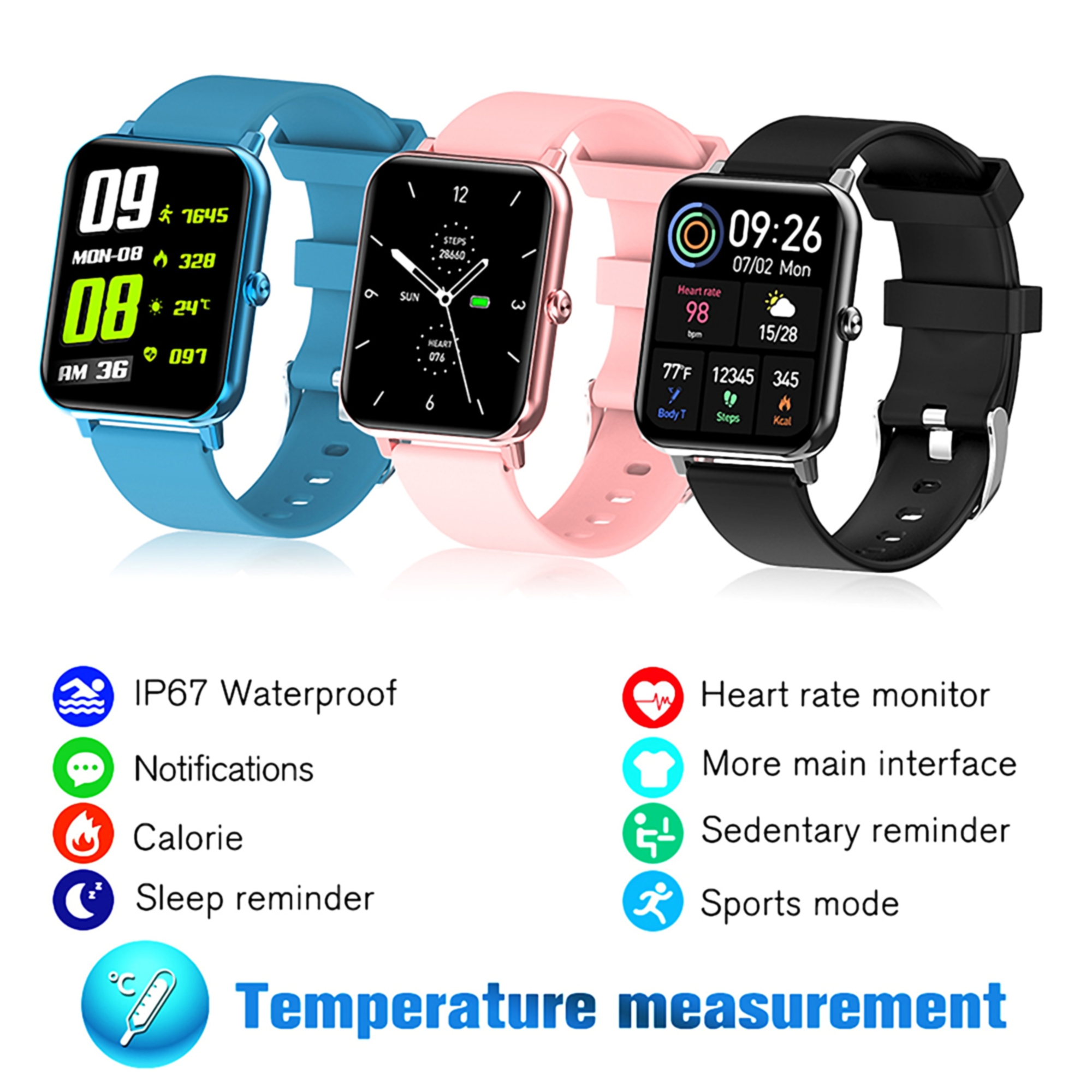 1.28" Waterproof Fitness Smartwatch 6