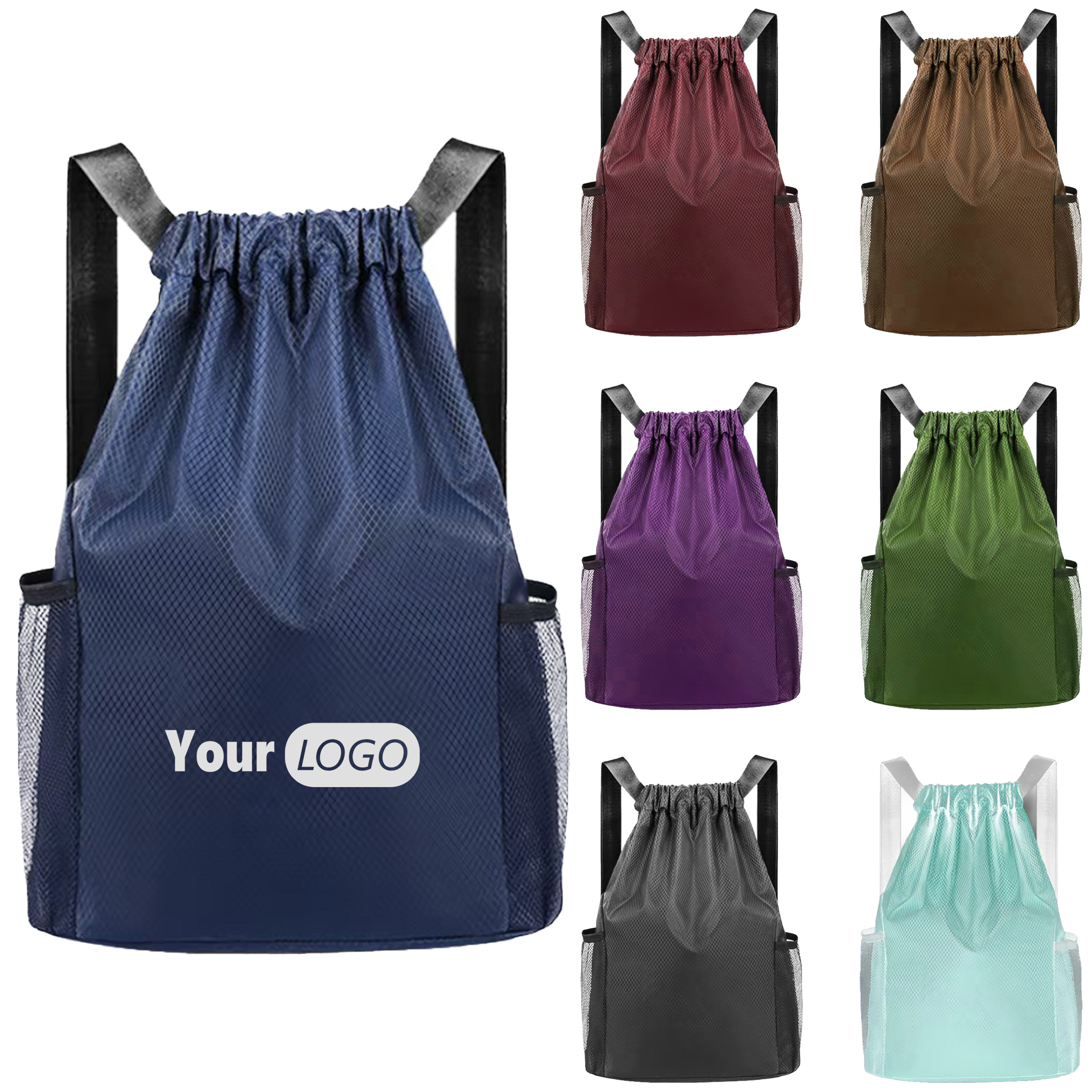 Oxford Solid Color Sports Drawstring Backpack 4