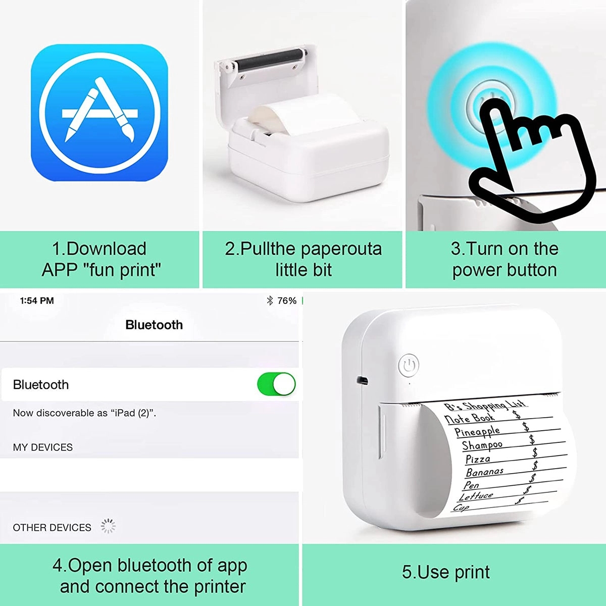 Mini Pocket Bluetooth Thermal Printers Wireless 4