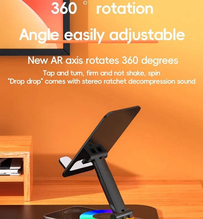 Foldable Bluetooth Speaker Phone Stand with Wireless Charging 4