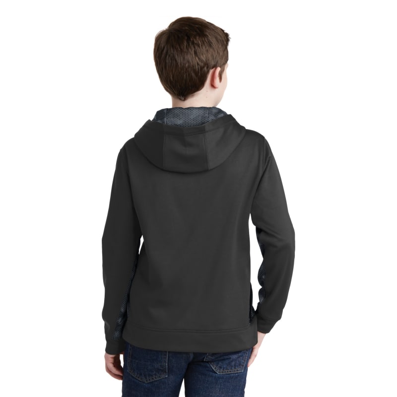 Sport-Tek Youth Sport-Wick CamoHex Fleece Colorblock Hooded Pullover. 20