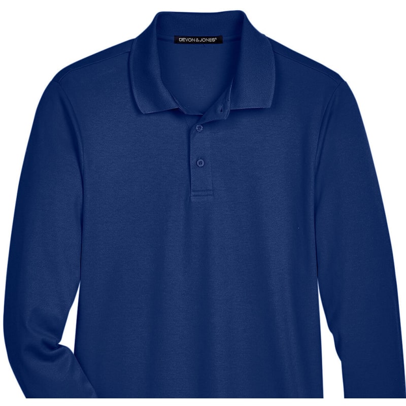 Devon & Jones CrownLux Performance™ Men's Plaited Long Sleeve Polo 9