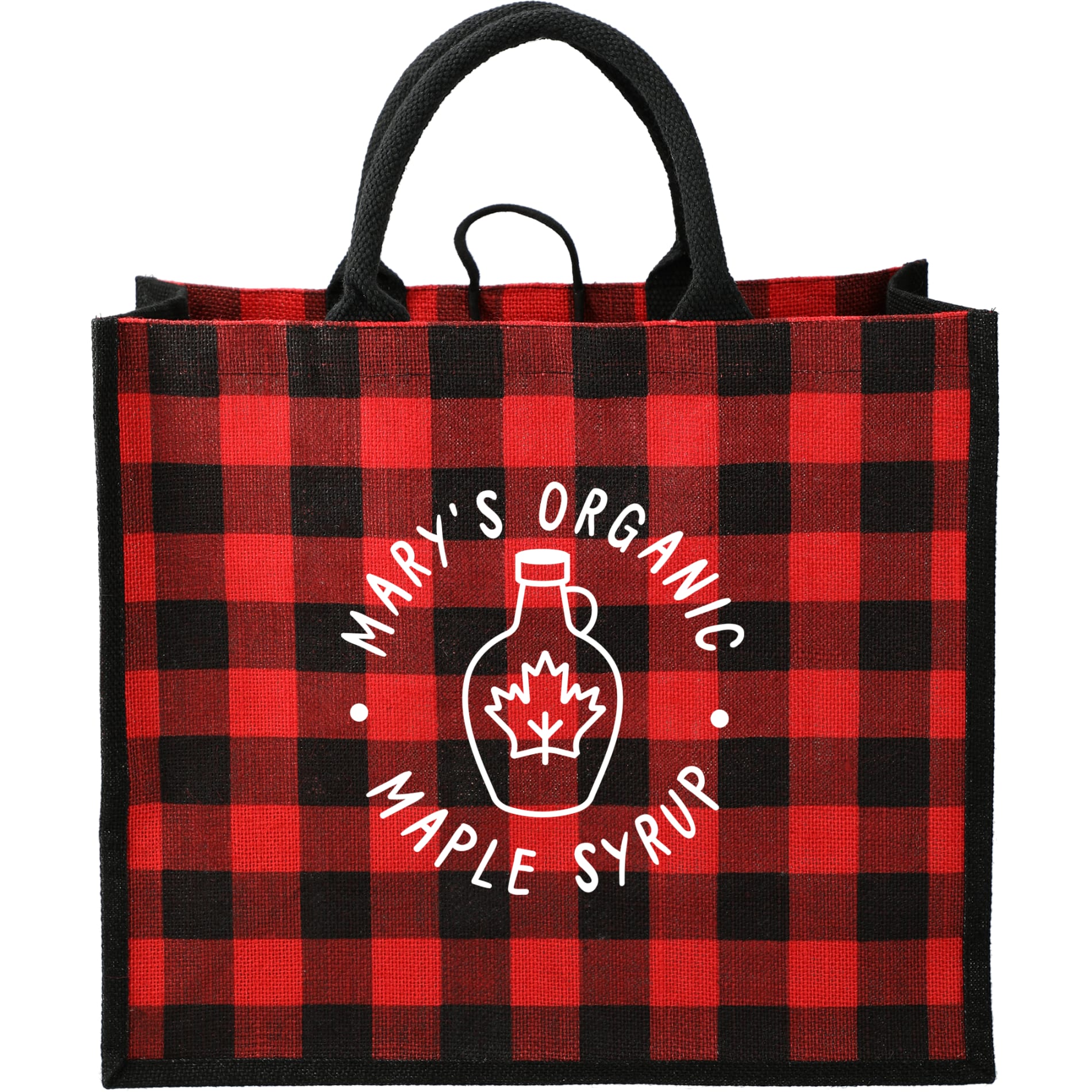Buffalo Plaid Printed Jute Tote 8