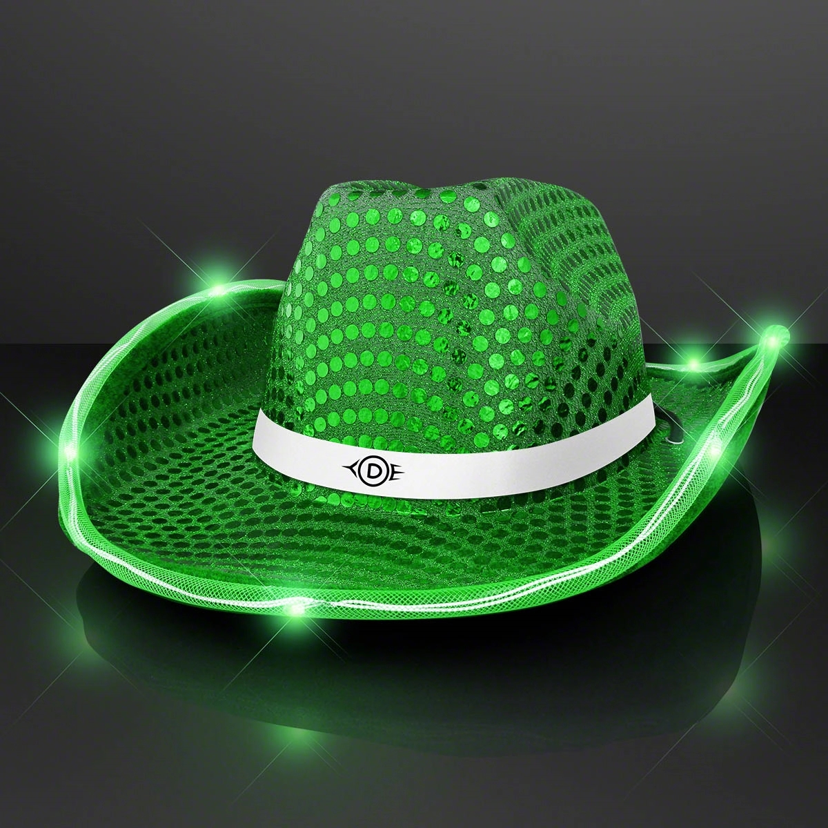Sequin Cowboy Hat with White Band 16