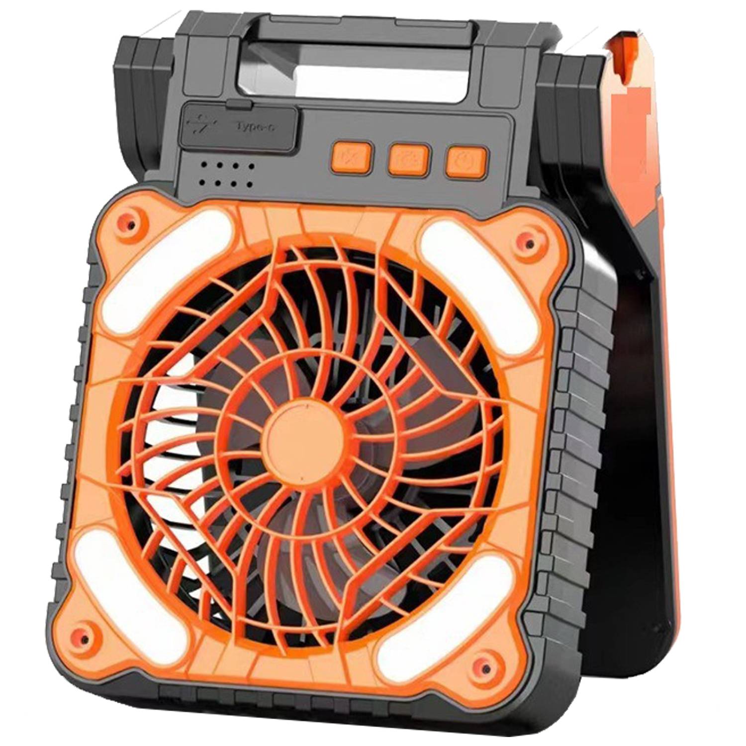 USB Rechargeable Solar Powered Camping Fan w/ LED Light 5