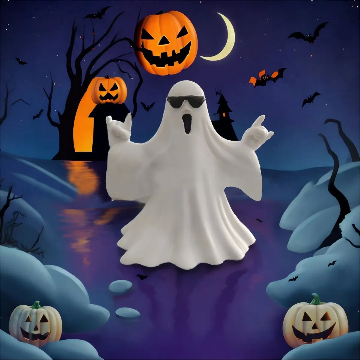 Mini Halloween Sunglasses Ghost Figurine 6