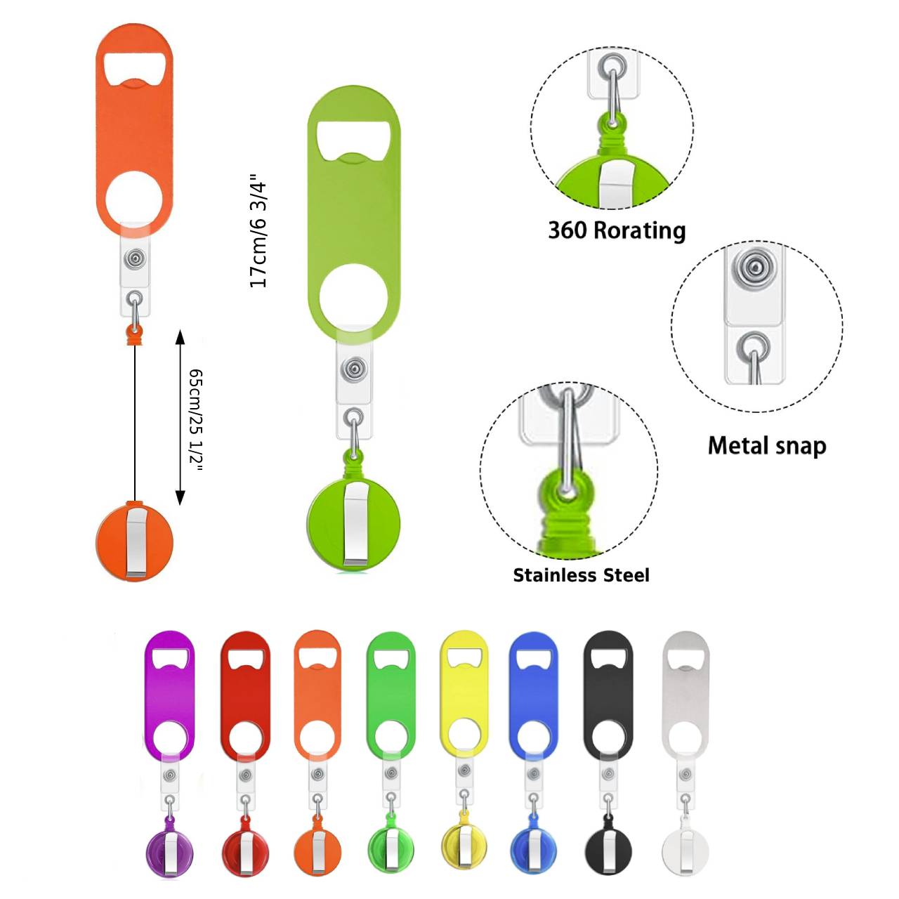Retractable Badge Holder W/ Beer Bottle Opener & Clip 1