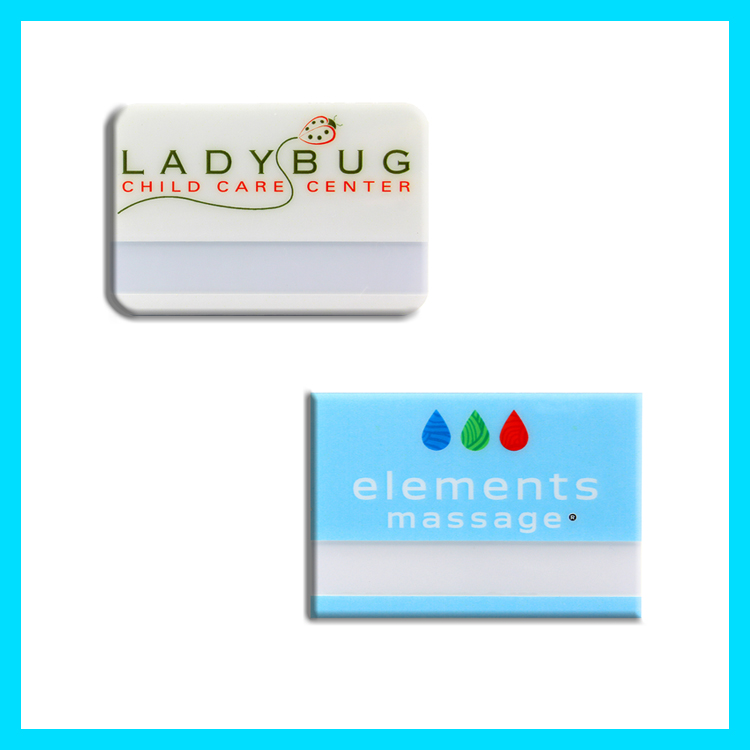 The Plato full color reusable name badge. 2"x3" 3