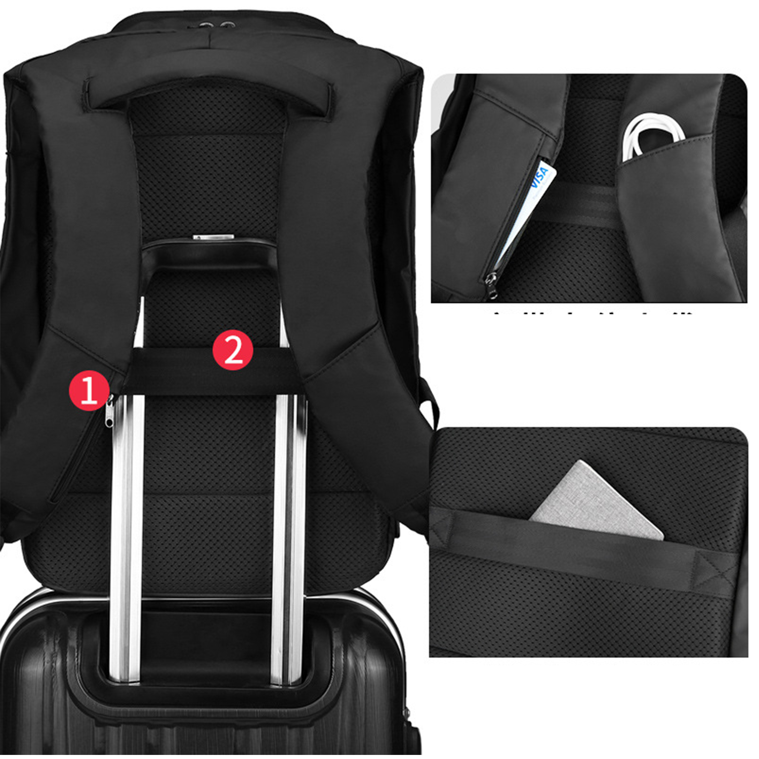 Large Business Backpack W/ Usb Charging Port 5