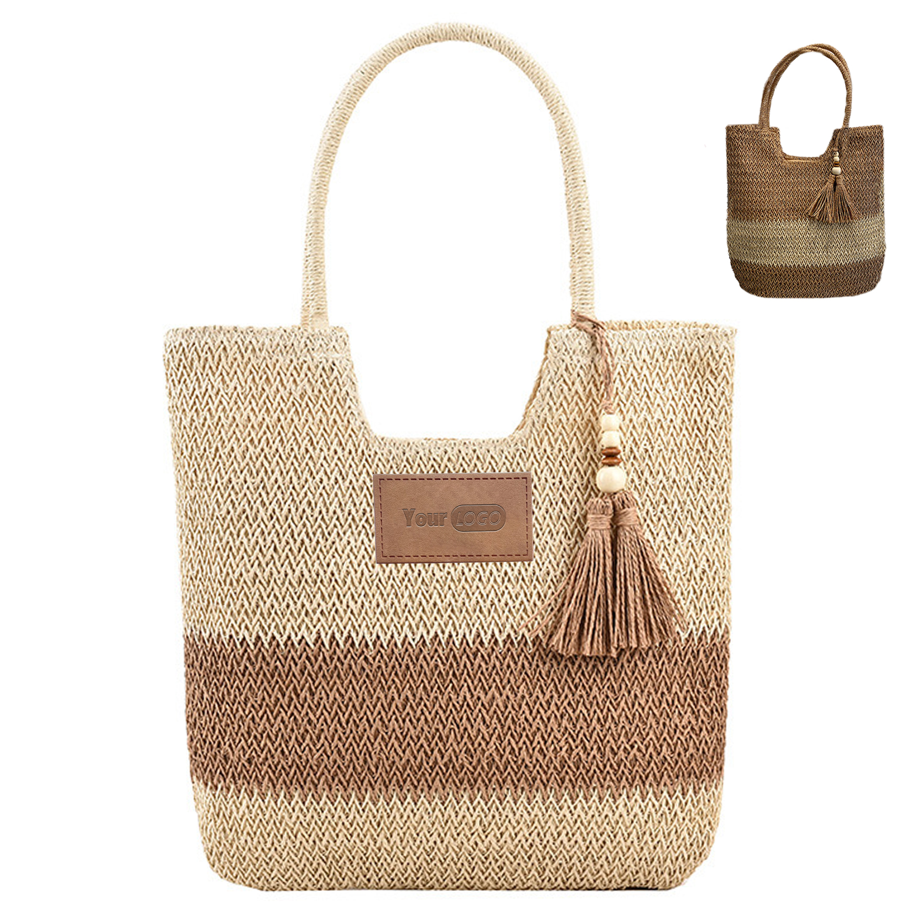 Jute Straw Bag Beach Woven Tote Large Rattan Shoulder Bag 5