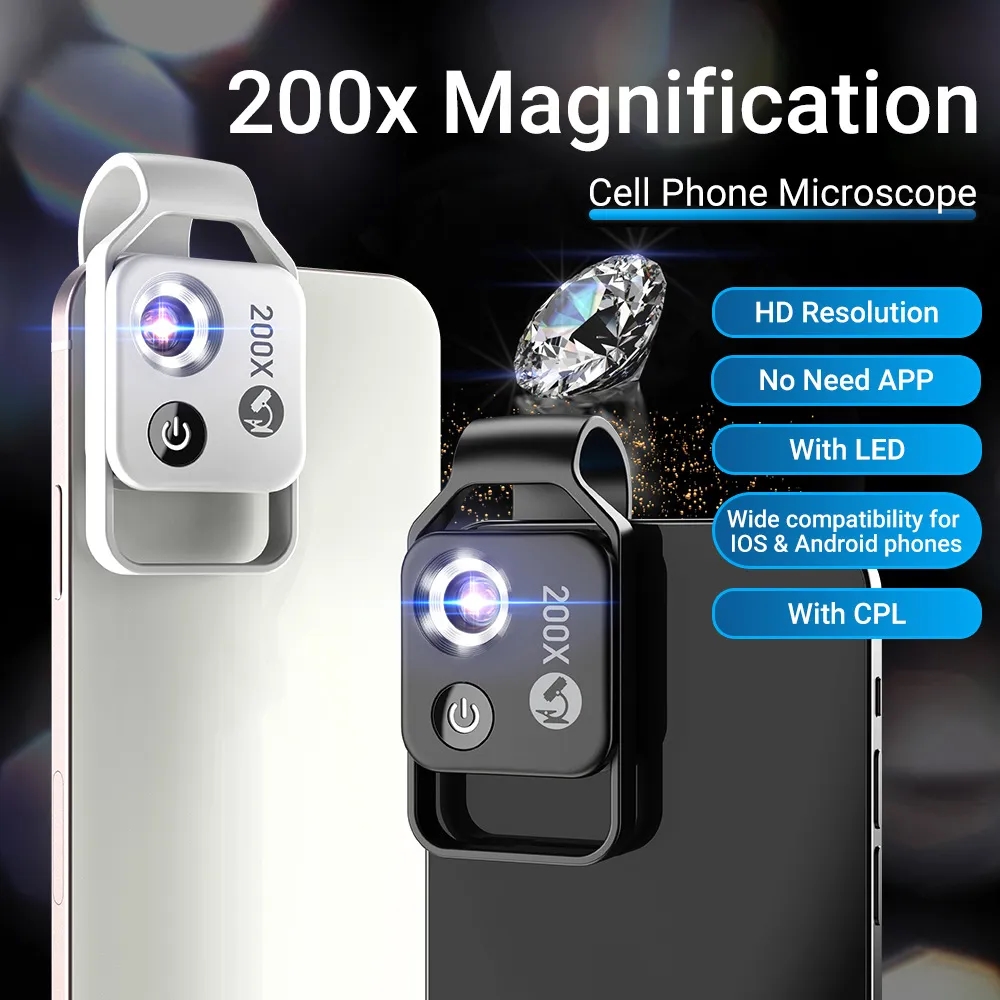 200X Phone Mini Pocket Microscope With LED Light 6