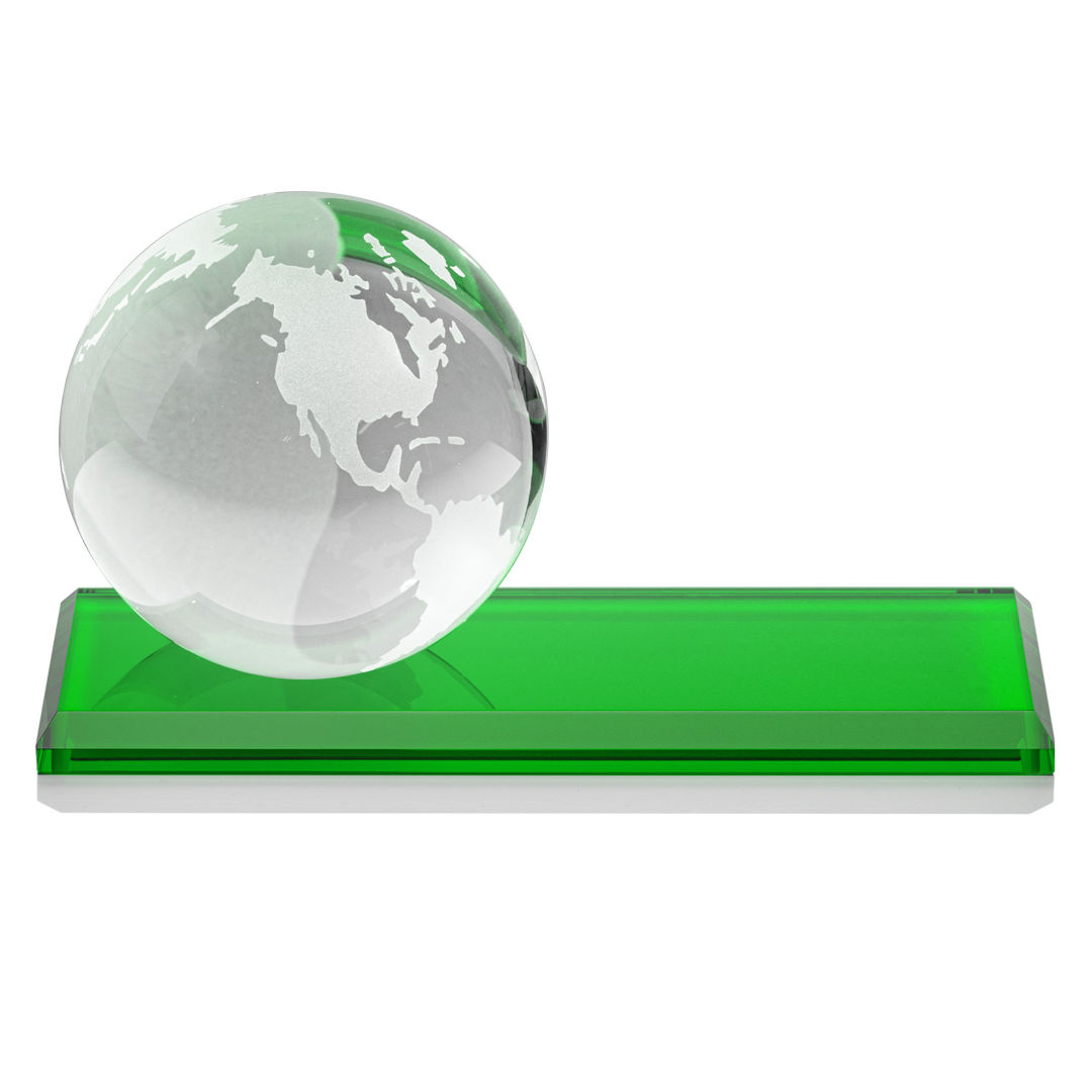 Globe VividPrint™ Award on Rectangle Base - Green 4