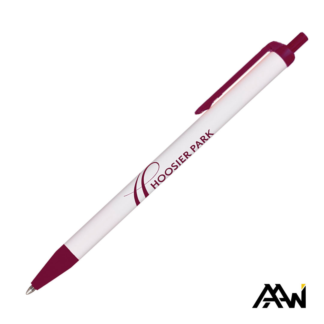 Value Slim Pen w/Glossy White Barrel - Matte Colored Accent 6