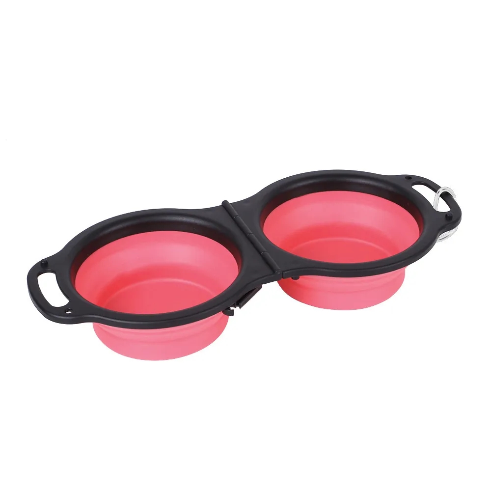 11.8oz Silicon Foldable Dual Pet Bowl with Carabiner 3