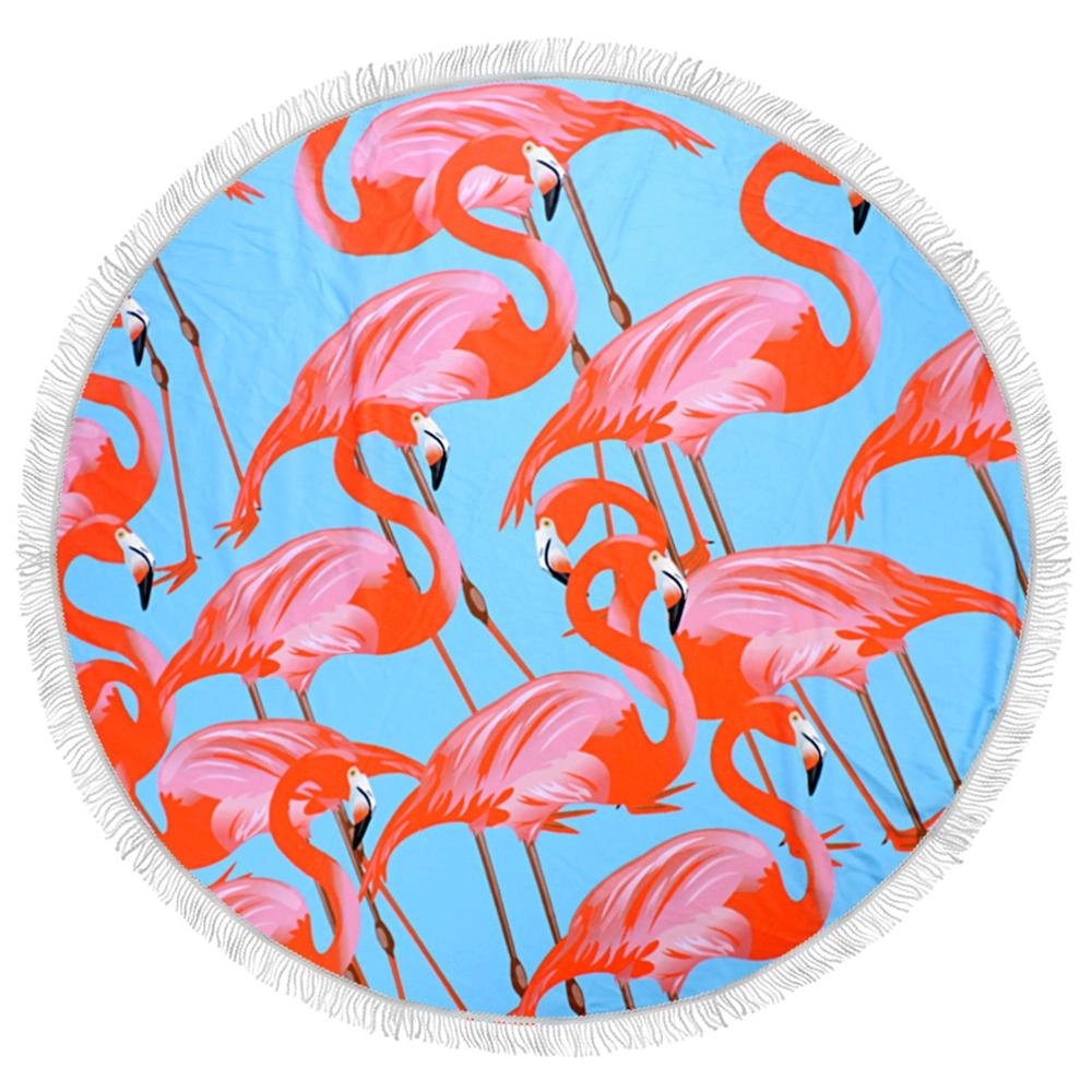 Full Color Round Beach & Picnic Towel With Fringe - 60" 5