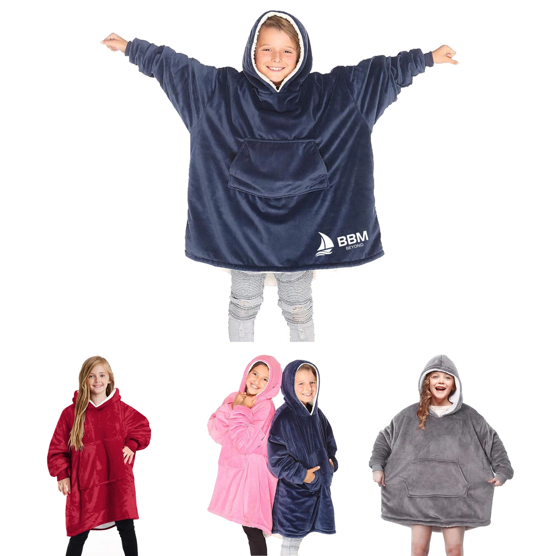 Kids Wearable Oversized Hoodie Sweatshirt Blanket 2