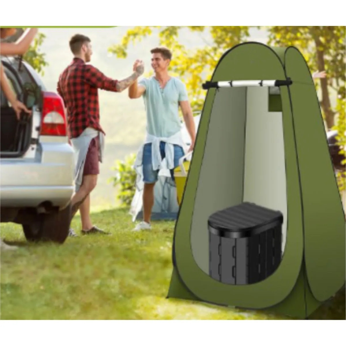 4ft Privacy Shelter Tent With Camping Toilet Set & Backpack 2