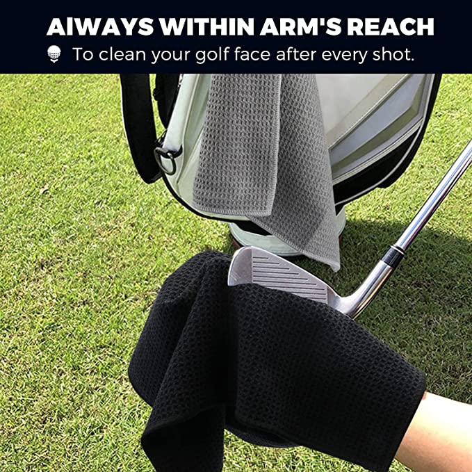 Tri-fold Premium Microfiber Fabric Golf Towel / Heavy Duty Carabiner Clip 11